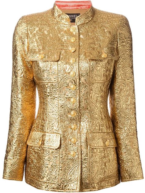 chanel gold blazer|Chanel jackets clearance.